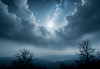 Fototapeta premium The Milky Way in the sky, a bright light. Night sky, great exposure. Wallpaper, background, poster. Copy space