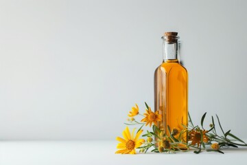 bottle of safflower oil on plain white background from Generative Ai
