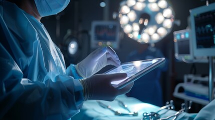 Surgeon Operating on Transparent Tablet - Powered by Adobe