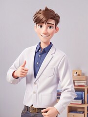 Full art portrait of blond teacher with porcelain white skin