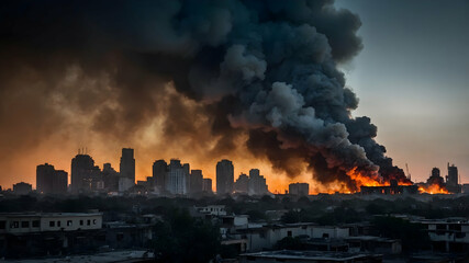 Obraz premium fire in the city