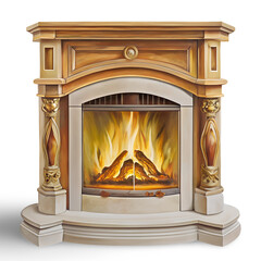 Traditional Masonry Fireplace with Flames