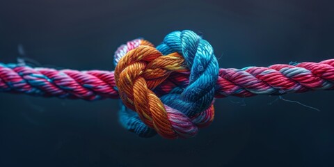 Close-up of colorful rope forming a heart-shaped knot