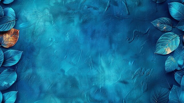   Blue Background with Leaf Pattern and Name Placement