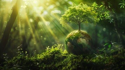 Green Earth Surrounded by Forest