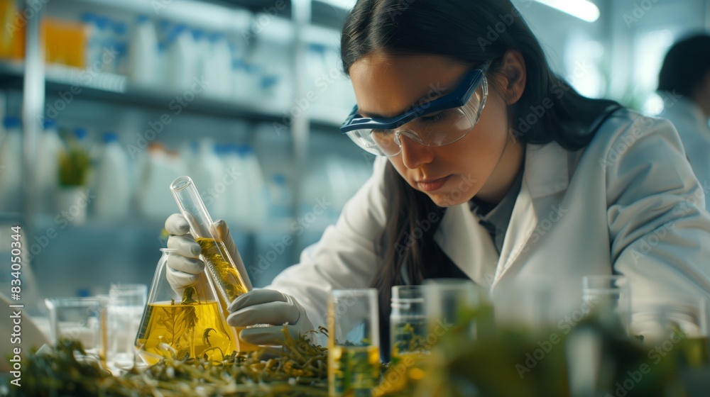 Wall mural environmental engineer examining plant