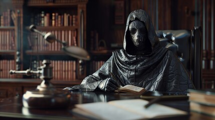 Modern Lawyer Statue at Desk