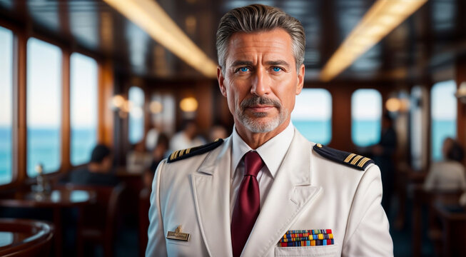 Cruise ship captain portrait - Generative AI