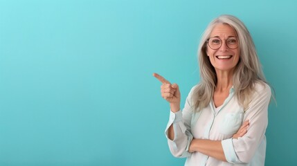 Woman With Glasses Pointing