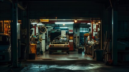 Car Parked in Garage