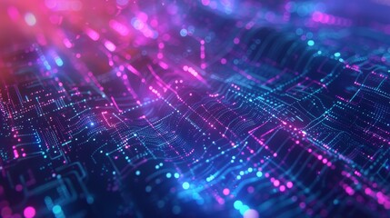 Colorful abstract background with purple and blue tint with many dots and lines