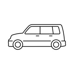Car icon. Black contour linear silhouette. Editable strokes. Side view. Vector simple flat graphic illustration. Isolated object on a white background. Isolate.