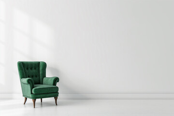 Armchair Interior Design against White Wall