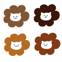 Cute Vector Illustration of a Cat Wearing a Flower Hood | Minimalist Style