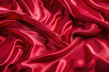 Fototapeta premium Silk Red Background. Luxury Red Satin Fabric Fold in Romantic Landscape