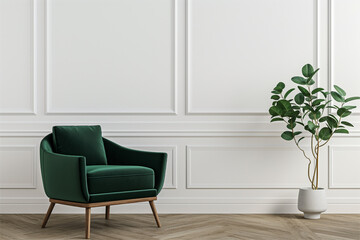 Armchair Interior Design against White Wall