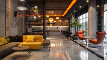 modern hotel interior --ar 16:9 Job ID: b4672efb-00c3-4586-aa9a-4bd7c78dc8e2