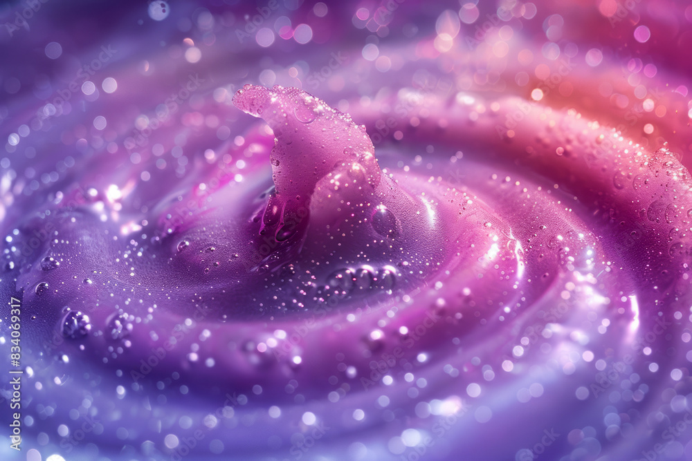 Poster macro image of the vibrant, swirling patterns forming as the smoothie blends,