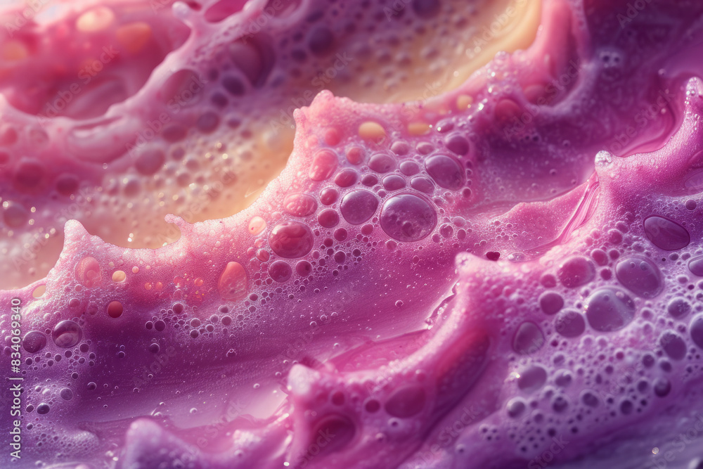 Poster macro image of the vibrant, swirling patterns forming as the smoothie blends,
