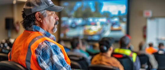 A safety instructor leads a seminar on defensive driving techniques, instilling professionalism and responsibility in attendees.
