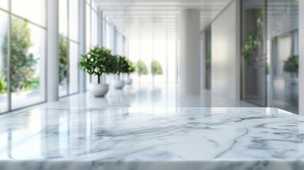 Luxury Interior Lobby with Marble Table and Glass Window Generative AI