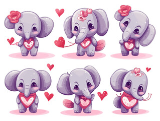 Watercolor valentines day love elephant couple, hand drawn watercolor illustration for greeting card or invitation design