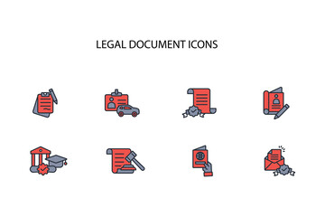 Legal document icon set.vector.Editable stroke.linear style sign for use web design,logo.Symbol illustration.