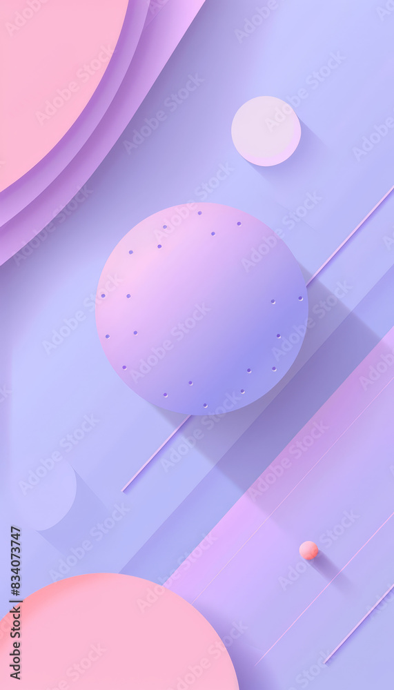 Poster An abstract background in pastel purple featuring smooth geometric circles and lines, creating a modern, minimalist, and stylish design.