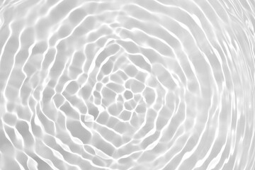 Sunlight on surface of white water. Transparent clear water texture on white background with ripples, splash and bubbles. Abstract summer banner background. mockup for product, Spa, cosmetic, top view
