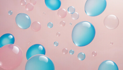 Obraz premium Gorgeous pastel pink and sky blue bubble wallpaper creates a serene and whimsical backdrop
