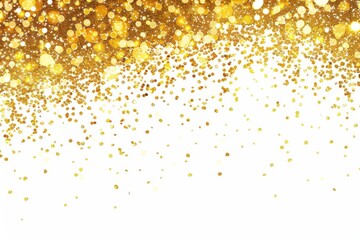 Gold glitter. Sparkly golden confetti. Shiny glittering dust.