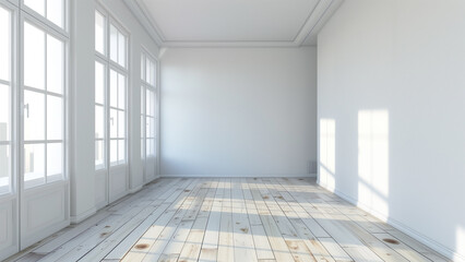 Obraz premium Sleek and Chic: Left Corner View of a White Room