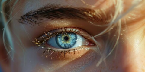 Fototapeta premium Nice Eyes - Attractive Blue Eyes of Pretty Woman with Expressive Look