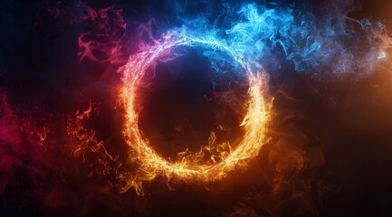 Obraz premium Ring of Fire Against Black Background