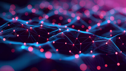 Network connection structure. Data transfer. Abstract background with interweaving of dots and lines. 3D rendering.
