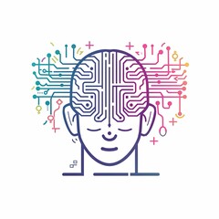 Fototapeta premium A colorful drawing of a brain with wires and circuits