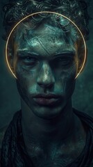 Fototapeta premium Surreal Digital Art Portrait of Androgynous Statue Generative AI