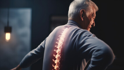 X-ray view of a man's spine showing detailed vertebrae structure

