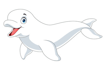 Cartoon beluga isolated on white background