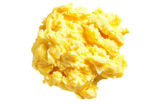Pile of Fluffy Scrambled Eggs isolated on transparent or white background, png