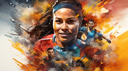 A collage featuring athletes as role models and ambassadors for social change, using their platform and influence to advocate for important issues and inspire positive action in their communities.   - Powered by Adobe