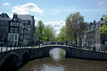 Naklejka premium Amsterdam, capital of Netherlands, a city well known for its elaborate system of water canals