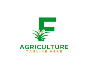 Letter F wheat farm agriculture Logo. agricultural and farming company logo Design.