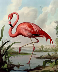 Audubon Print American Flamingo Poster Bird of America Lover Gift John Audubon Vintage Nature Retro Wall Art Bird Heron Printable Home Decor