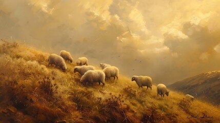 Fototapeta premium landscape, sky, nature, mountain, grass, clouds, field, summer, green, mountains, cloud, meadow, countryside, forest, hill, tree, panorama, valley, view, hills, travel, scenery, rural, weather, trees