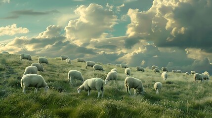 Obraz premium landscape, sky, nature, mountain, grass, clouds, field, summer, green, mountains, cloud, meadow, countryside, forest, hill, tree, panorama, valley, view, hills, travel, scenery, rural, weather, trees