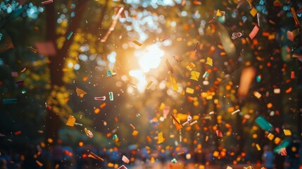 Group of People Standing in Front of Confetti