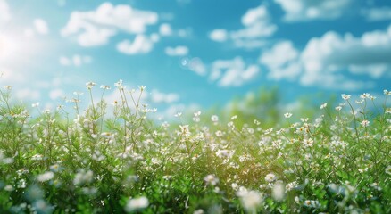 Field of Grass With Daisies in Foreground