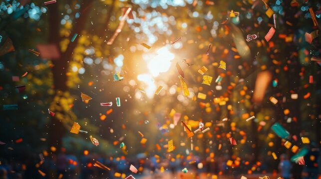 Group of People Standing in Front of Confetti