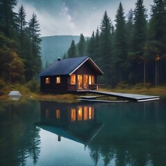 Fototapeta premium house on the river